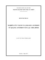 Nghiên cứu tách và làm giàu antimon từ quặng antimon tân lạc hòa bình 
