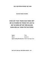 Luận văn thạc sĩ khảo sát thực trạng hoạt động giết mổ và ô nhiễm VSV trong thịt lợn tại một số điểm giết mổ trên địa bàn quận kiến an, thành phố hải phòng 