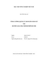Luận văn thạc sĩ tăng cường quản lý chi ngân sách xã tại huyện gia lâm, thành phố hà nội 