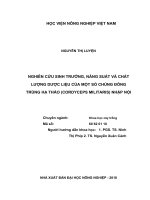 Luận văn thạc sĩ nghiên cứu sinh trưởng, năng suất và chất lượng dược liệu của một số chủng đông trùng hạ thảo (cordyceps militaris) nhập nội 