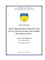 Hoàn thiện hệ thống kiểm soát nội bộ tại trường đại học công nghiệp thực phẩm tp hcm 