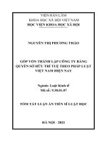 Góp vốn thành lập công ty bằng quyền sở hữu trí tuệ theo pháp luật việt nam hiện nay TT 