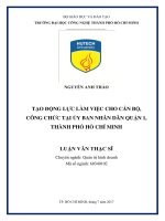 Tạo động lực làm việc cho cán bộ công chức tại ủy ban nhân dân quận 1 thành phố hồ chí minh 
