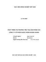 Luận văn thạc sĩ phát triển thị trường tiêu thụ sản phẩm của công ty cổ phần dược phẩm hoàng giang 