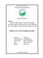 Khoá luận Tốt nghiệp Đại học: Đáng giá thực trạng và đề xuất giải pháp xây dựng chương trình nông thôn mới tại xã Đức Thông - huyện Thạch An - tỉnh Cao Bằng