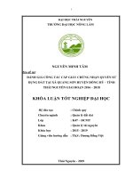 Khoá luận Tốt nghiệp Đại học: Đánh giá công tác cấp giấy chứng nhận quyền sử dụng đất xã Quang Sơn, huyện Đồng Hỷ , tỉnh Thái Nguyên giai đoạn năm 2016 - 2018