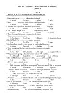 THE SECOND TEST OF THE SECOND SEMESTER GRADE 9