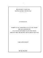 (Luận án tiến sĩ) nghiên cứu sự ảnh hưởng của các yếu tố đến hiệu quả kinh doanh của các doanh nghiệp ngành thực phẩm niêm yết trên thị trường chứng khoán việt nam 