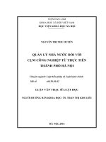 QUẢN LÝ NHÀ NƯỚC ĐỐI VỚI CỤM CÔNG NGHIỆP TỪ THỰC TIỄN THÀNH PHỐ HÀ NỘI LUẬN VĂN THẠC SĨ LUẬT HỌC
