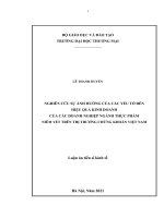 Luận án tiến sĩ nghiên cứu sự ảnh hưởng của các yếu tố đến hiệu quả kinh doanh của các doanh nghiệp ngành thực phẩm niêm yết trên thị trường chứng khoán việt nam 