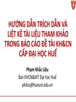 HƯỚNG DẪN TRÍCH DẪN VÀ LIỆT KÊ TÀI LIỆU THAM KHẢO TRONG BÁO CÁO ĐỀ TÀI KH&CN CẤP ĐẠI HỌC HUẾ