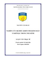 Nghiên cứu bộ điều khiển pid kiểm soát vi khí hậu trong nhà kính 