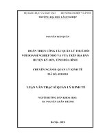 HOÀN THIỆN CÔNG TÁC QUẢN LÝ THUẾ ĐỐI VỚI DOANH NGHIỆP NHỎ VÀ VỪA TRÊN ĐỊA BÀN HUYỆN KỲ SƠN, TỈNH HÕA BÌNH LUẬN VĂN THẠC SĨ