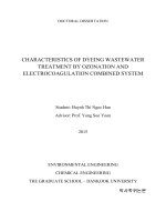 Characteristics of dyeing wastewater treatment by ozonation and electrocoagulation combined system  
