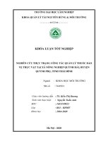 KHÓA LUẬN TỐT NGHIỆP NGHIÊN CỨU THỰC TRẠNG CÔNG TÁC QUẢN LÝ THUỐC BVTV TẠI XÃ NÔNG NGHIỆP QUỲNH HẢI, HUYỆN QUỲNH PHỤ, TỈNH THÁI BÌNH