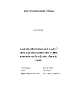 (Luận văn thạc sĩ) đánh giá hiện trạng và đề xuất sử dụng đất nông nghiệp theo hướng hàng hóa huyện việt yên, tỉnh bắc giang 