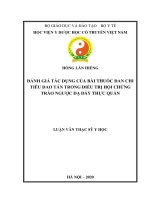 Luận văn Thạc sĩ Y học: Đánh giá tác dụng của bài thuốc Đan chi tiêu dao tán trong điều trị hội chứng trào ngược dạ dày thực quản