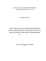 Thực tiễn giải quyết tranh chấp hợp đồng chuyển nhượng quyền sử dụng đất tại tòa án nhân dân huyện vĩnh thạnh, tỉnh bình định (luận văn thạc sỹ luật) 