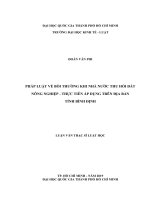Pháp luật về bồi thường khi nhà nước thu hồi đất nông nghiệp   thực tiễn áp dụng trên địa bàn tỉnh bình định (luận văn thạc sỹ luật) 