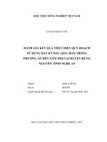 (Luận văn thạc sĩ) đánh giá kết quả thực hiện quy hoạch sử dụng đất kỳ đầu (2011   2015) trong phương án đến năm 2020 tại huyện hưng nguyên, tỉnh nghệ an 