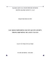 Xác định thời điểm chuyển quyền sở hữu trong hợp đồng mua bán tài sản (luận văn thạc sỹ luật)  