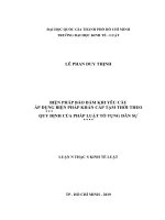 Biện pháp bảo đảm khi yêu cầu áp dụng biện pháp khẩn cấp tạm thời theo quy định của pháp luật tố tụng dân sự (luận văn thạc sỹ luật) 