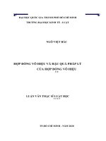 Hợp đồng vô hiệu và hậu quả pháp lý của hợp đồng vô hiệu (luận văn thạc sỹ luật) 