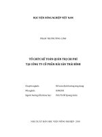 (Luận văn thạc sĩ) tổ chức kế toán quản trị chi phí tại công ty cổ phần hải sản thái bình 