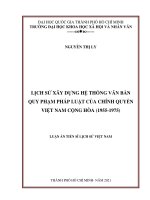 Lịch sử xây dựng hệ thống văn bản quy phạm pháp luật của chính quyền việt nam cộng hòa  (luận văn thạc sỹ luật) 