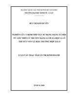 Nghiên cứu ý định tiếp tục sử dụng mạng xã hội từ góc nhìn lý thuyết mạng lưới xã hội và lý thuyết vốn xã hội trường hợp zalo (luận văn thạc sỹ luật)  