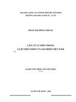 Căn cứ ly hôn trong luật hôn nhân và gia đình việt nam (luận văn thạc sỹ luật) 