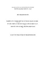 Nghiên cứu ý định tiếp tục sử dụng mạng xã hội từ góc nhìn lý thuyết mạng lưới xã hội và lý thuyết vốn xã hội trường hợp zalo (luận văn thạc sỹ luật)  