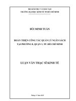 Luận văn thạc sĩ hoàn thiện công tác quản lý ngân sách tại phường 8, quận 3, tp  hồ chí minh 
