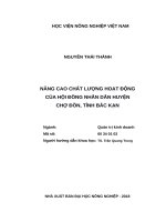 (Luận văn thạc sĩ) nâng cao chất lượng hoạt động của hội đồng nhân dân huyện chợ đồn, tỉnh bắc kạn 