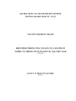 Biện pháp phong tỏa tài sản của người có nghĩa vụ trong tố tụng dân sự tại việt nam (luận văn thạc sỹ luật) 