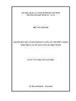 Quyền hủy bản án sơ thẩm của tòa án cấp phúc thẩm theo bộ luật tố tụng dân sự hiện hành (luận văn thạc sỹ luật) 