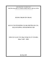 QUẢN LÝ DI TÍCH ĐÌNH CẦU ĐƠ, PHƯỜNG HÀ CẦU, QUẬN HÀ ĐÔNG, THÀNH PHỐ HÀ NỘI TÓM TẮT LUẬN VĂN THẠC SĨ QUẢN LÝ VĂN HÓA