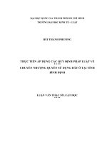 Thực tiễn áp dụng các quy định pháp luật về chuyển nhượng quyền sử dụng đất ở tại tỉnh bình định (luận văn thạc sỹ luật) 