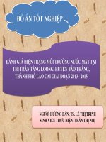 Đồ án tốt nghiệp  đánh giá hiện trạng môi trường nước mặt tại thị trấn tằng loỏng, huyện bảo thắng, thành phố lào cai giai đoạn 2013 2015 