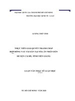 Thực tiễn giải quyết tranh chấp hợp đồng vay tài sản tại tòa án nhân dân huyện cái bè, tỉnh tiền giang (luận văn thạc sỹ luật)  
