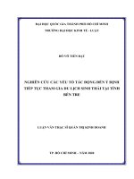 Nghiên cứu các yếu tố tác động đến ý định tiếp tục tham gia du lịch sinh thái tại tỉnh bến tre (luận văn thạc sỹ luật) 
