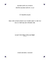 Thực tiễn áp dụng pháp luật về điều kiện và thủ tục đầu tư trên địa bàn tỉnh bến tre (luận văn thạc sỹ luật) 