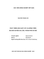 (Luận văn thạc sĩ) phát triển sản xuất cây vụ đông trên địa bàn huyện gia lâm, thành phố hà nội 