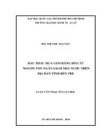 Đấu thầu mua sắm hàng hoá từ nguồn vốn ngân sách nhà nước trên địa bàn tỉnh bến tre (luận văn thạc sỹ luật) 