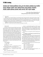 Khảo sát ảnh hưởng của pH và hàm lượng NaCl đến quá trình chiết xác định kim loại nặng trong nước biển bằng dung môi APDC kết hợp MIBK
