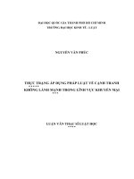 Thực trạng áp dụng pháp luật về cạnh tranh không lành mạnh trong lĩnh vực khuyến mại (luận văn thạc sỹ luật) 