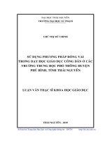 Luận văn thạc sĩ sử dụng phương pháp đóng vai trong dạy học giáo dục công dân ở các trường trung học phổ thông 