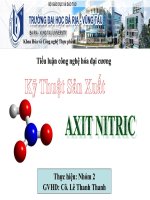 Tiểu luận công nghệ hóa đại cương  kỹ thuật sản xuất axit nitric 