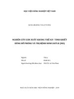 Nghiên cứu sản xuất kháng thể IGY tinh khiết dùng để phòng và trị bệnh newcastle (ND) 