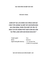 Giám sát sự lưu hành của virus cúm gia cầm type a h5n6 tại một số chợ buôn bán gia cầm sống, phân tích một số yếu tố nguy cơ gây bùng phát dịch cúm gia cầm tại tỉnh lạng sơn giai đoạn 2016    